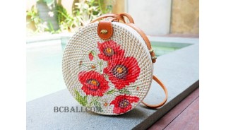 deco flowers circle rattan sling bags fashion